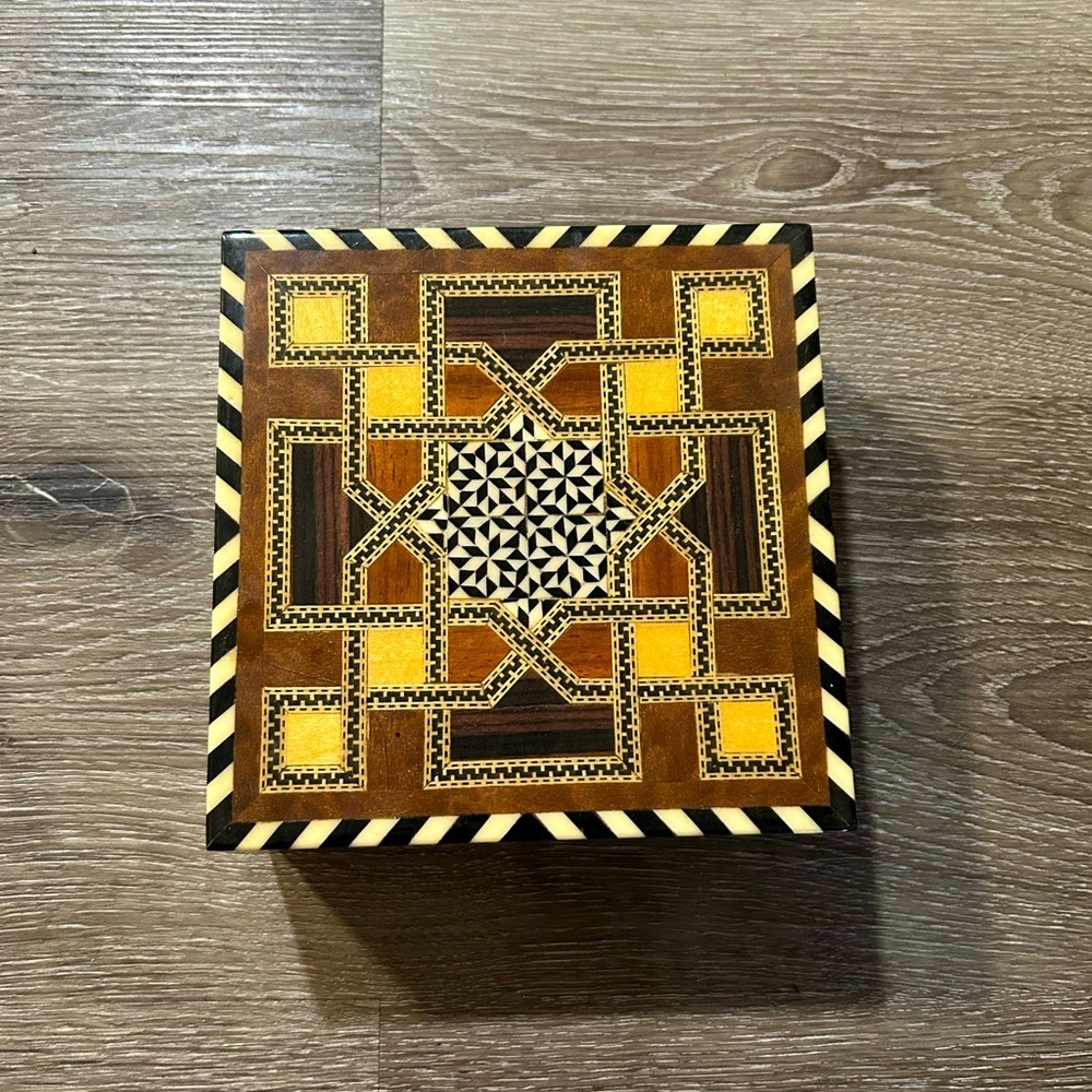 Rare African style art piece.geometric inlaid mosaic.star.beauty/restraint.lined